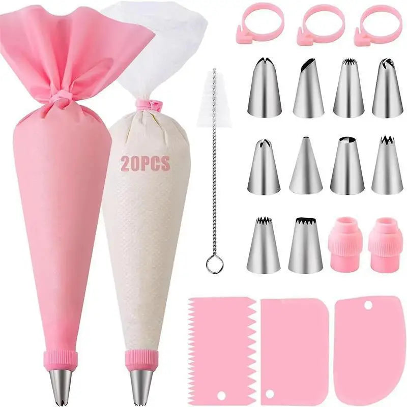 SWANS Piping Bags & Tips Set – Reusable Cake Decorating Kit Cake Decorating Kit SWANS
