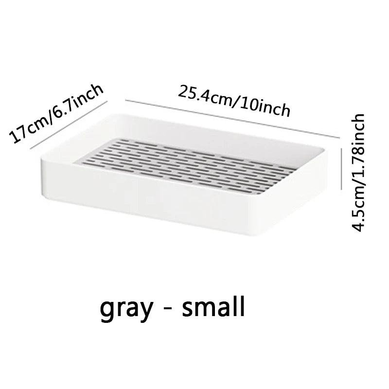 Double Layer Drip Tray – Plastic Drain Rack for Cups & Fruit Dish Drain Rack SWANS grey small