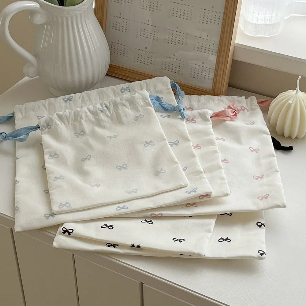 Bowknot Drawstring Makeup Bag – Large Cosmetic Pouch Cosmetic Drawstring Bag SWANS