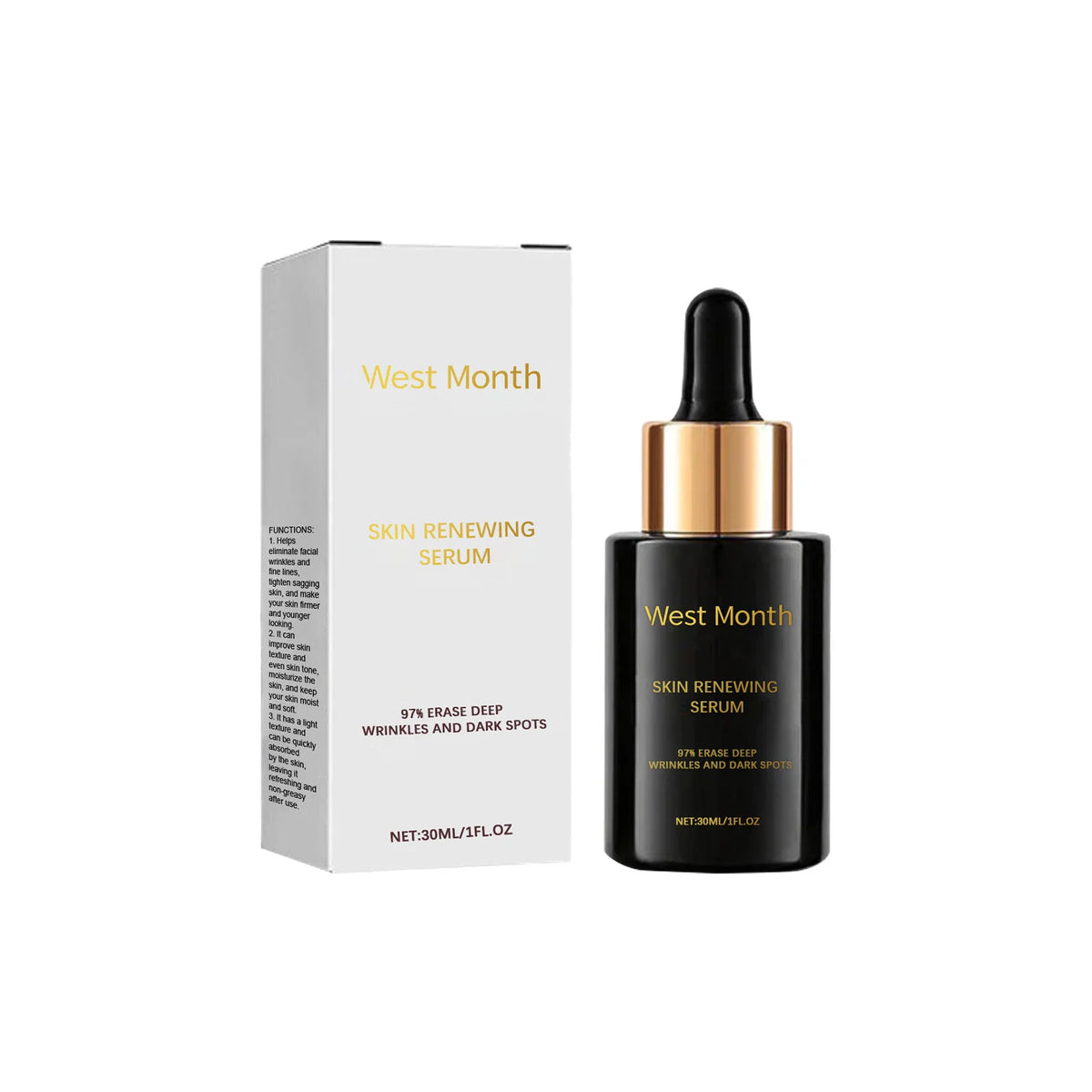 WEST MONTH Facial Rejuvenating Serum – Anti-Aging & Brightening Face Serum SWANS 30ml boxed