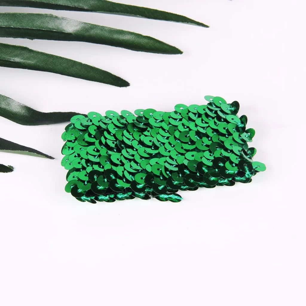 Sequin Elastic Wrist Cuff – Sparkling Party & Stage Wristband Sequin Wrist Cuff SWANS Green-1 Pair