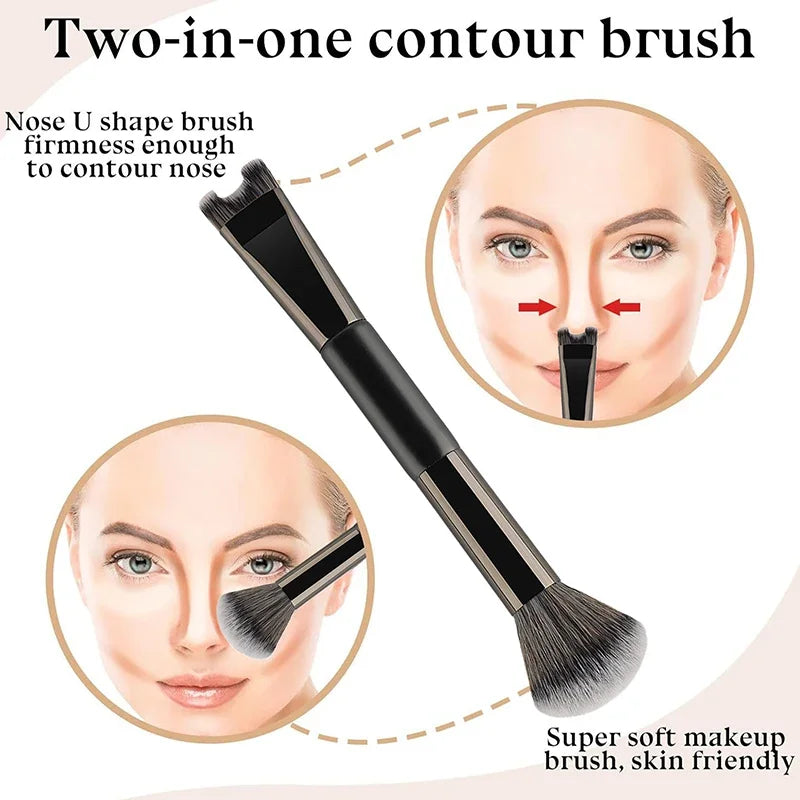 U-Shaped Nose Contour Brush – 2-in-1 Sculpting Makeup Tool Contour Makeup Brush SWANS