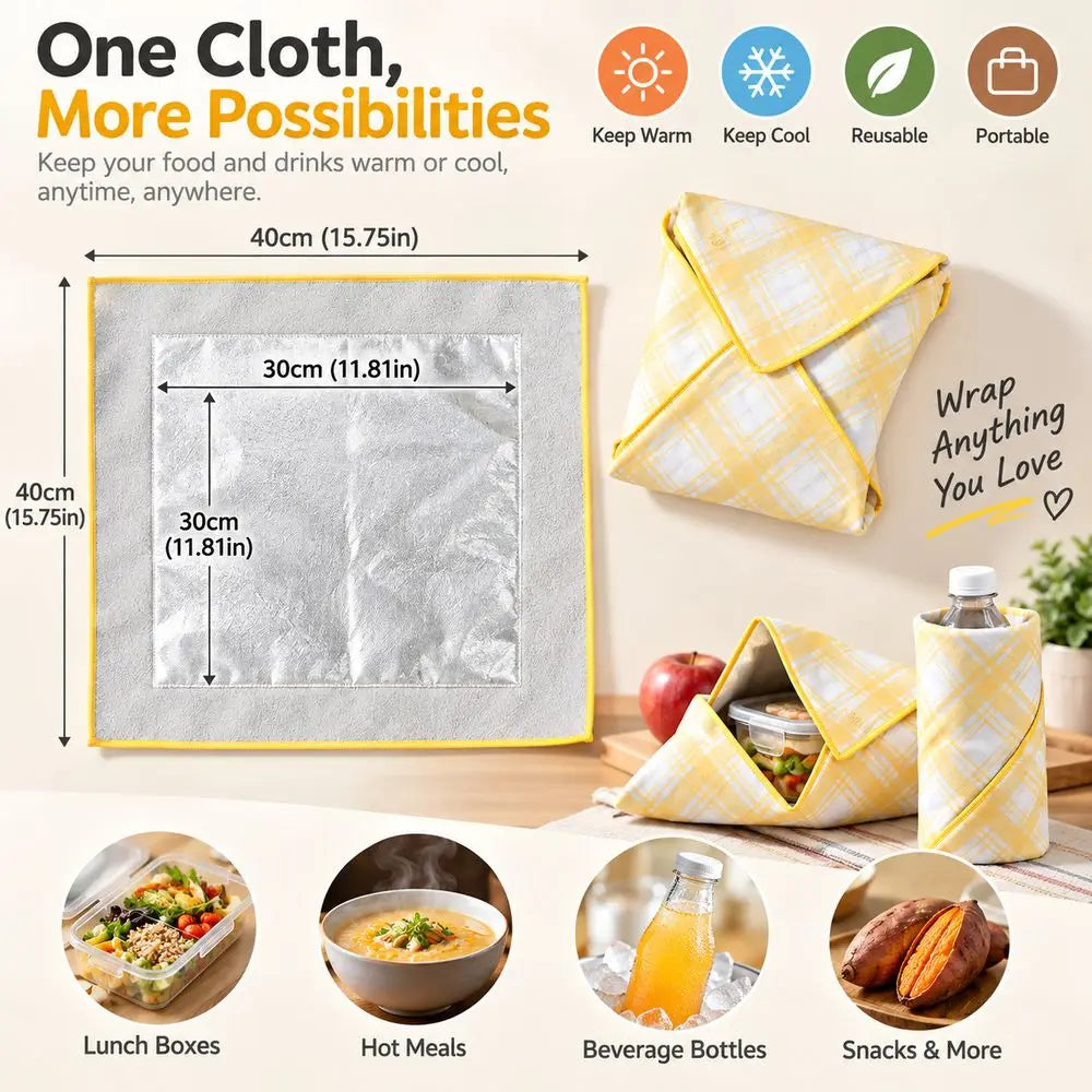 Insulated Fabric Food Wrap – Aluminum Foil Thermal Lunch Cover Insulated Food Wrap SWANS