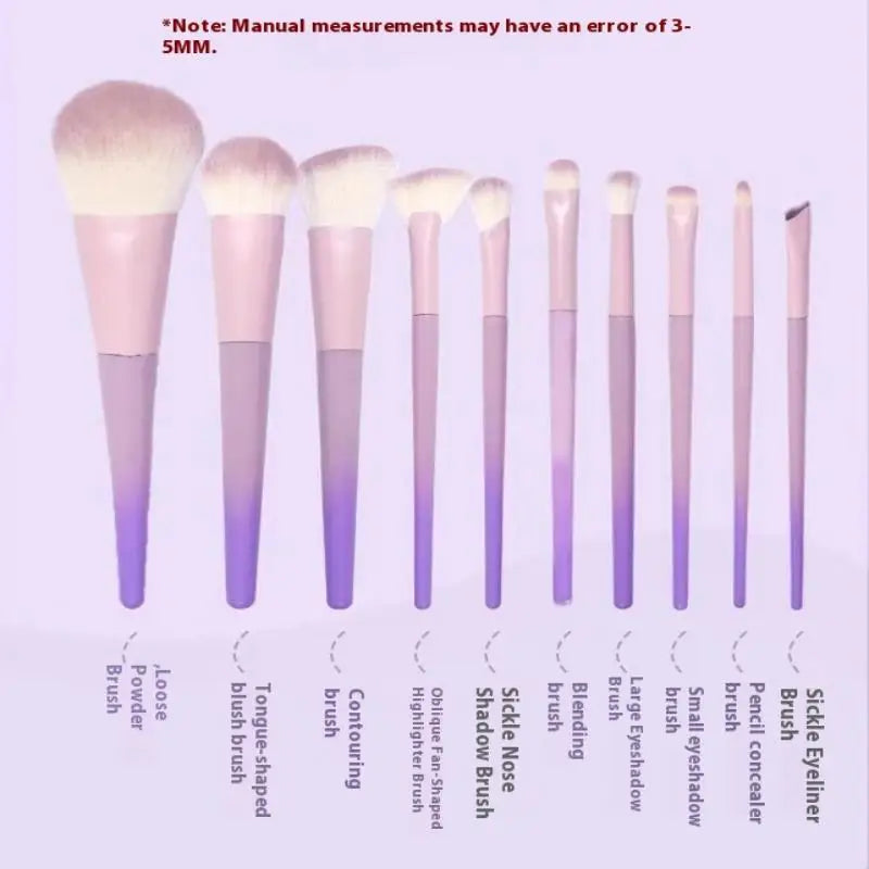 10-Piece Purple Makeup Brush Set – Powder, Shadow & Concealer Makeup Brush Set SWANS