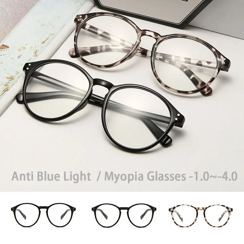 Vintage Round Myopia Glasses – Blue Light Blocking Unisex Myopia Eyeglasses SWANS