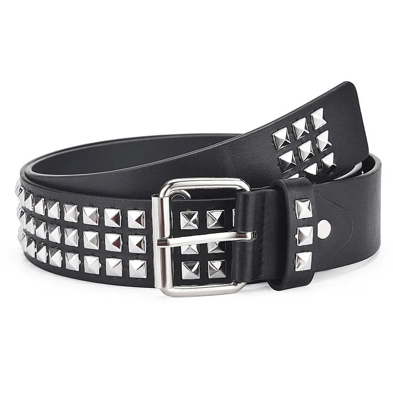 Y2K Punk Rock Square Bead Rivet Belt – Unisex Metal Belt Punk Rivet Belt SWANS