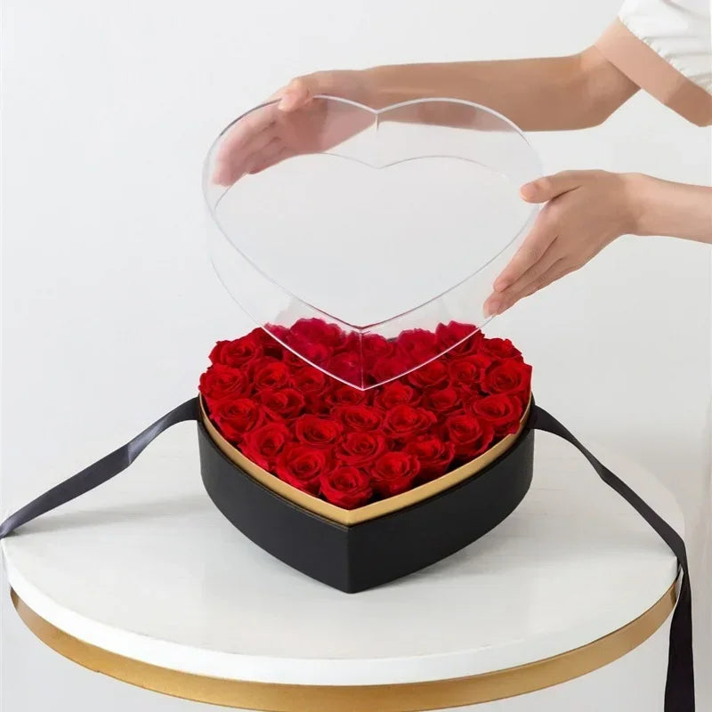 Round Rose Flower Gift Box with Window Display | Bouquet Box Flower Gift Box SWANS