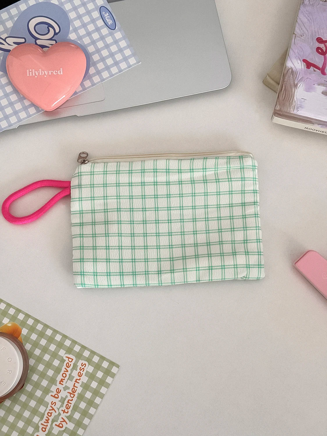 Grid Makeup Storage Bag – Travel Organizer Pouch for Cosmetics Makeup Storage Bag SWANS Green S