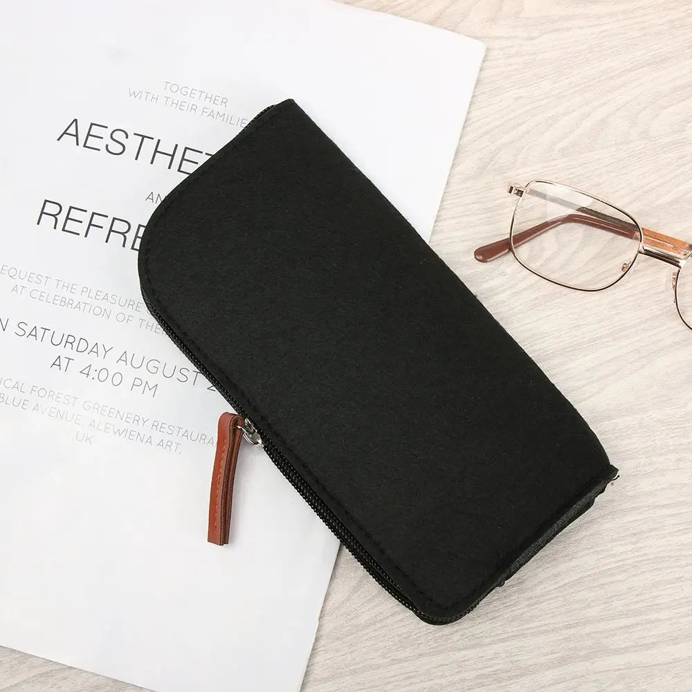 Wool Felt Zipper Glasses Case – Unisex Eyewear Pouch Glasses Case SWANS