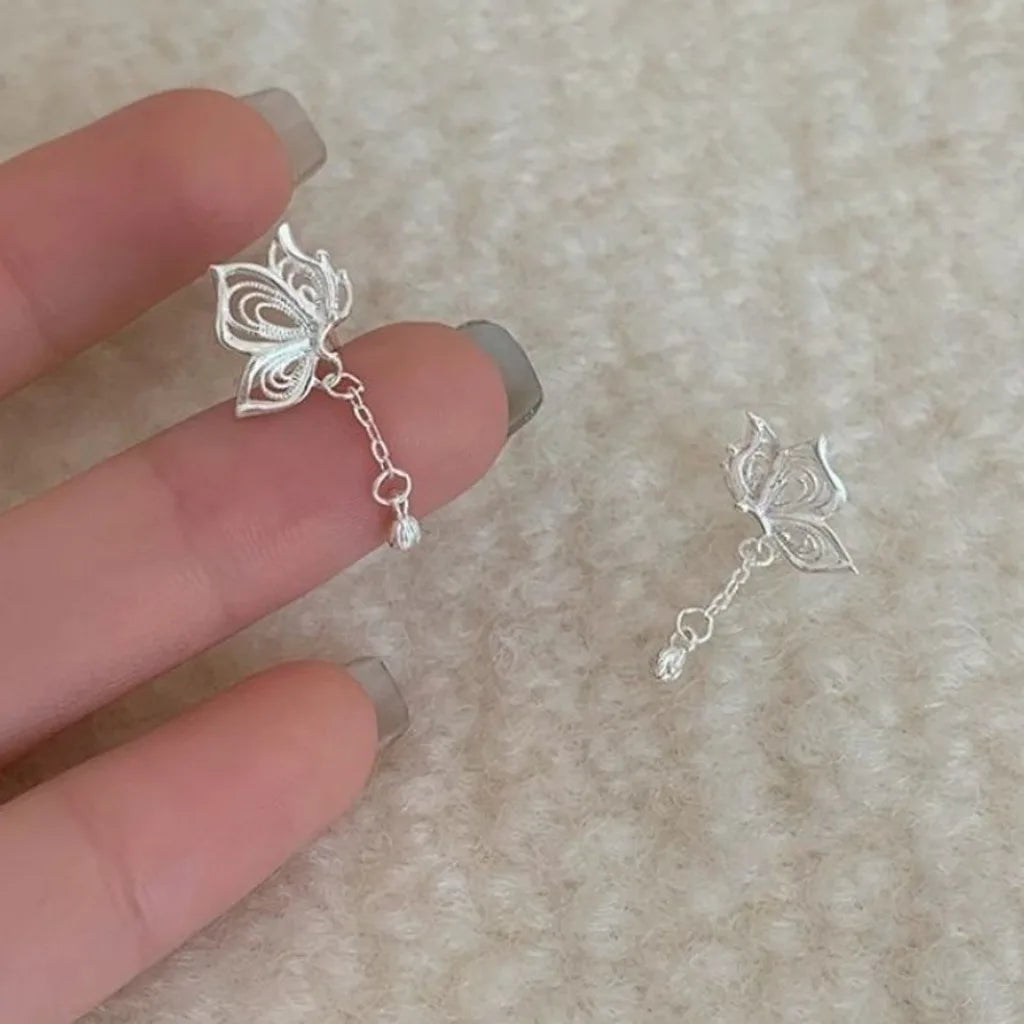 Hollow Butterfly Tassel Dangle Earrings for Women – Silver Dangle Earrings SWANS