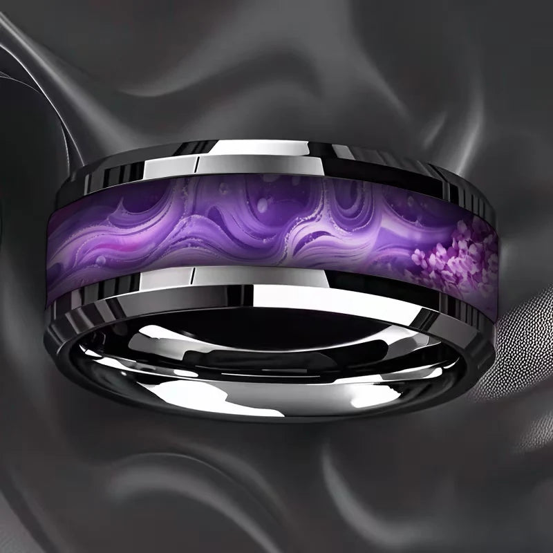 Starry Night Stainless Steel Unisex Black Ring | Sizes 7–13 Fashion Ring SWANS