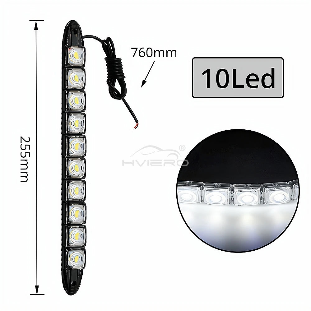 HVIERO 2-Pack Flexible 6-LED DRL Daytime Running Lights 12V Daytime Running Lights SWANS 10led Black shell