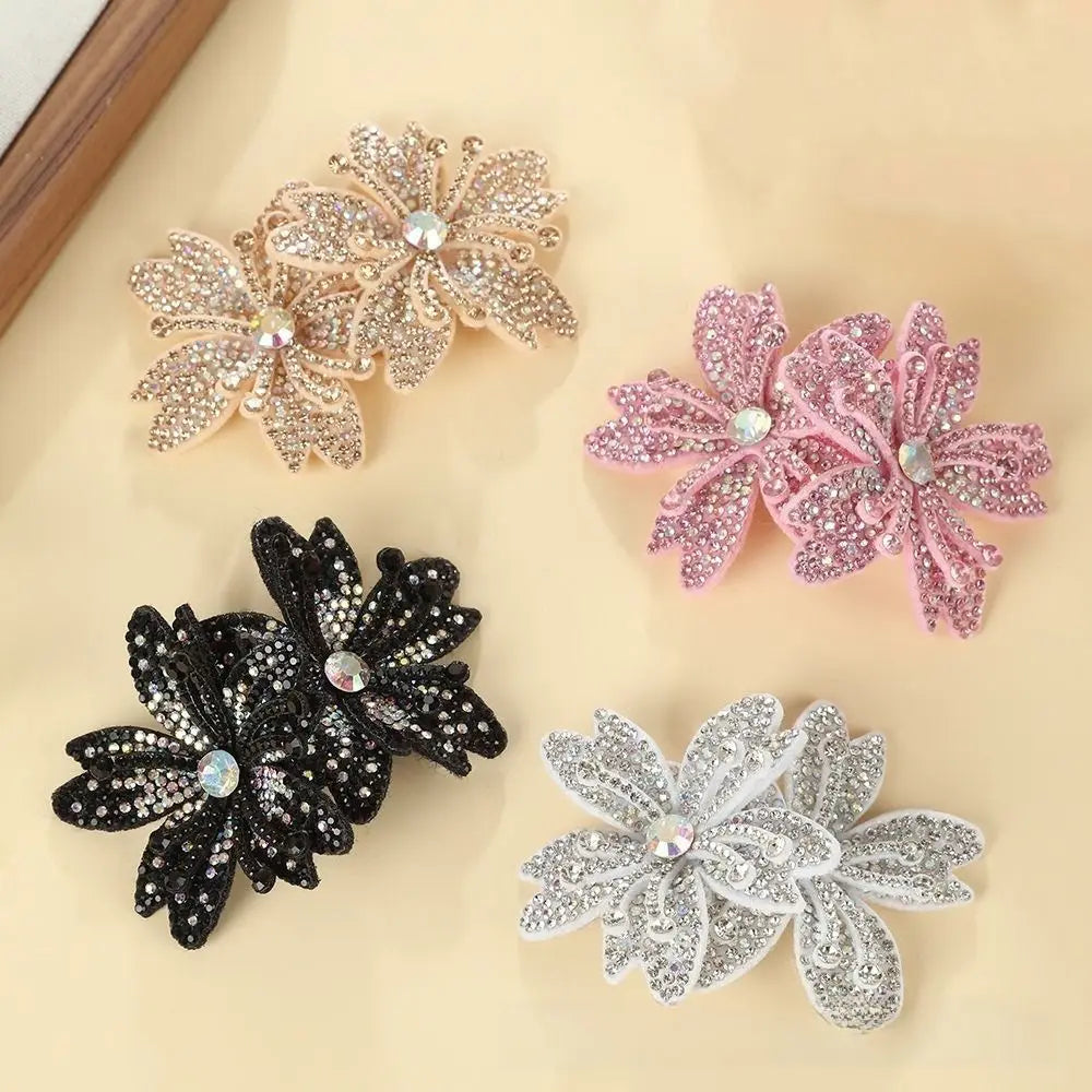 3D Rhinestone Rose Flower Patch – DIY Appliqué Craft Pair Rhinestone Appliqué Patch SWANS