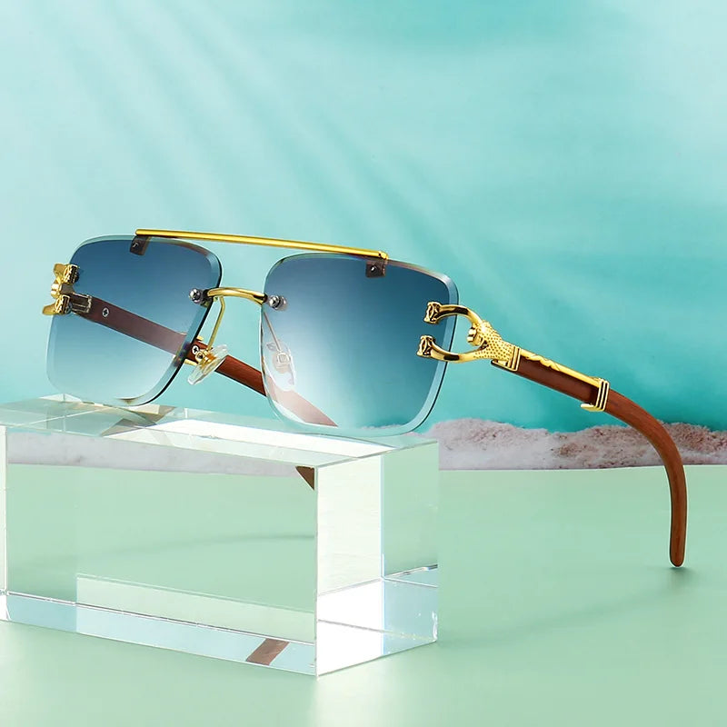 TOYEARN Rimless Square Sunglasses UV400 – Vintage Style Fashion Sunglasses SWANS