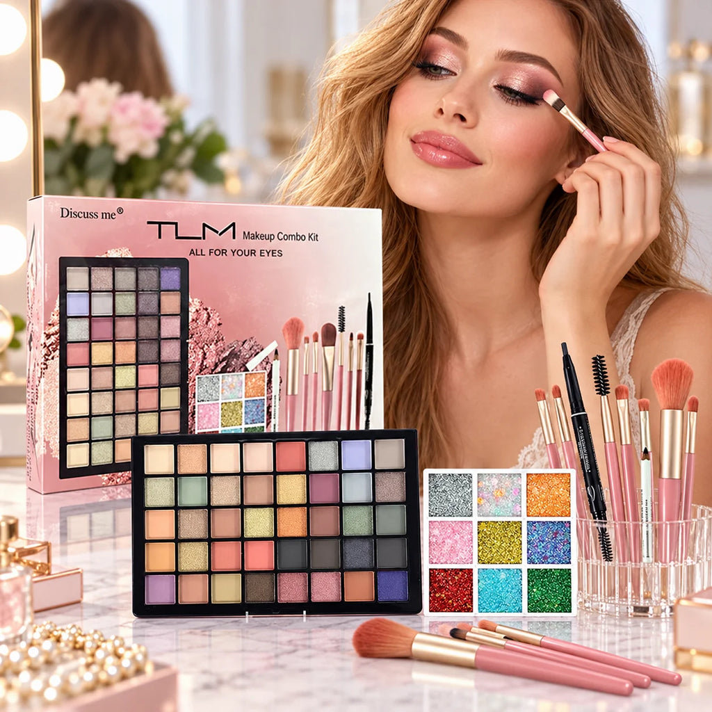 TLM 40-Color Eyeshadow & Glitter Complete Makeup Gift Set Makeup Gift Set SWANS 1Set United States