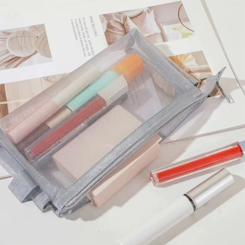 Transparent Mesh Makeup Bag – Portable Cosmetic Organizer Cosmetic Makeup Bag SWANS