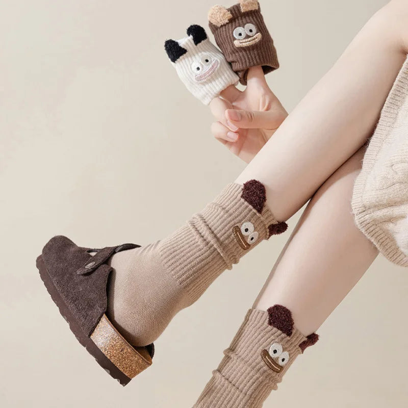 Cartoon Cotton Mid-Tube Socks for Women – Warm & Breathable Women's Cotton Socks SWANS
