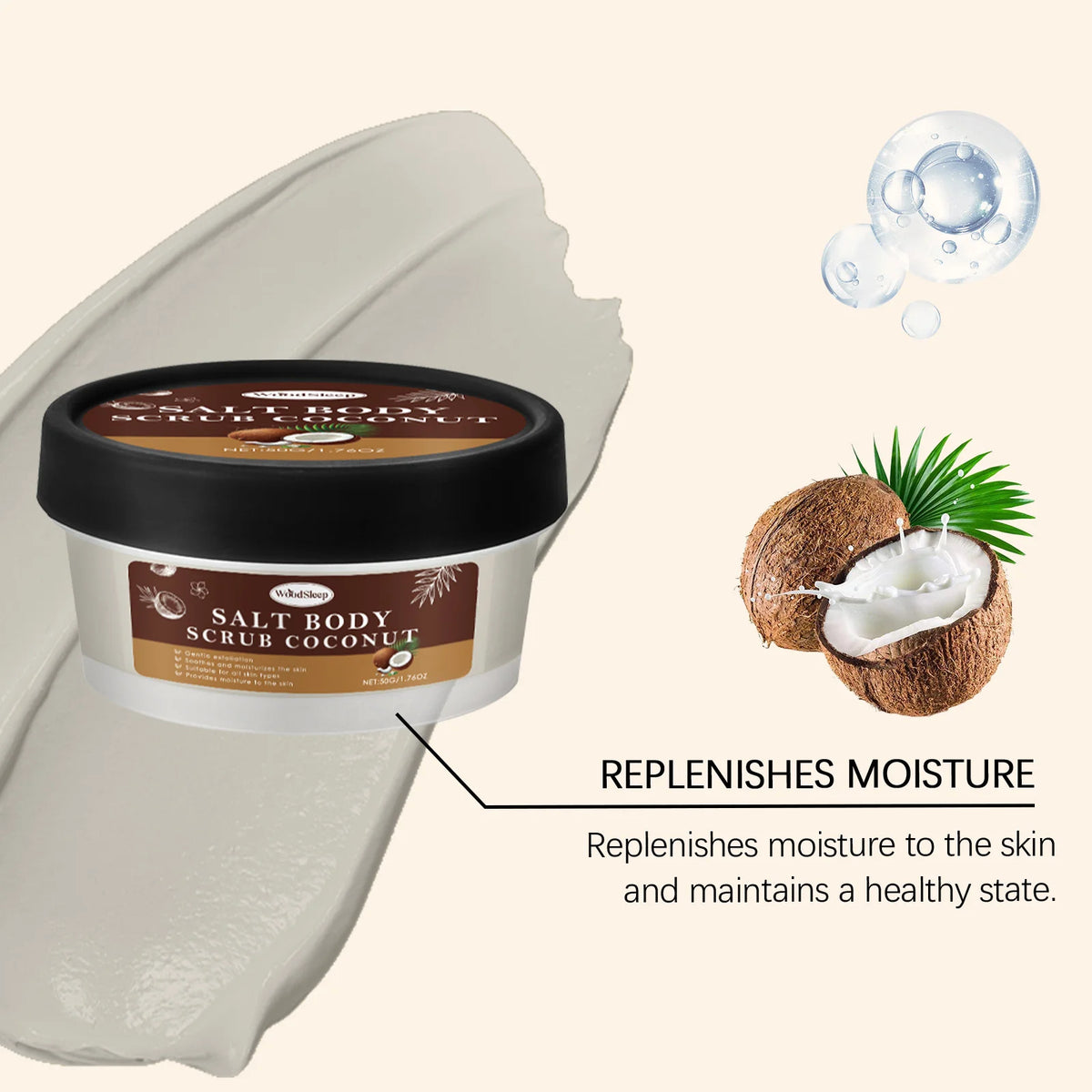 WOODSLEEP Coconut Body Scrub – Exfoliate, Brighten & Smooth Body Scrub SWANS