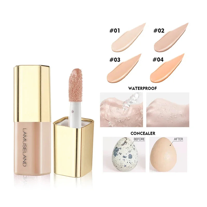 LAMUSELAND Mini Liquid Concealer 4 Shades – Waterproof 3.5g Liquid Concealer SWANS