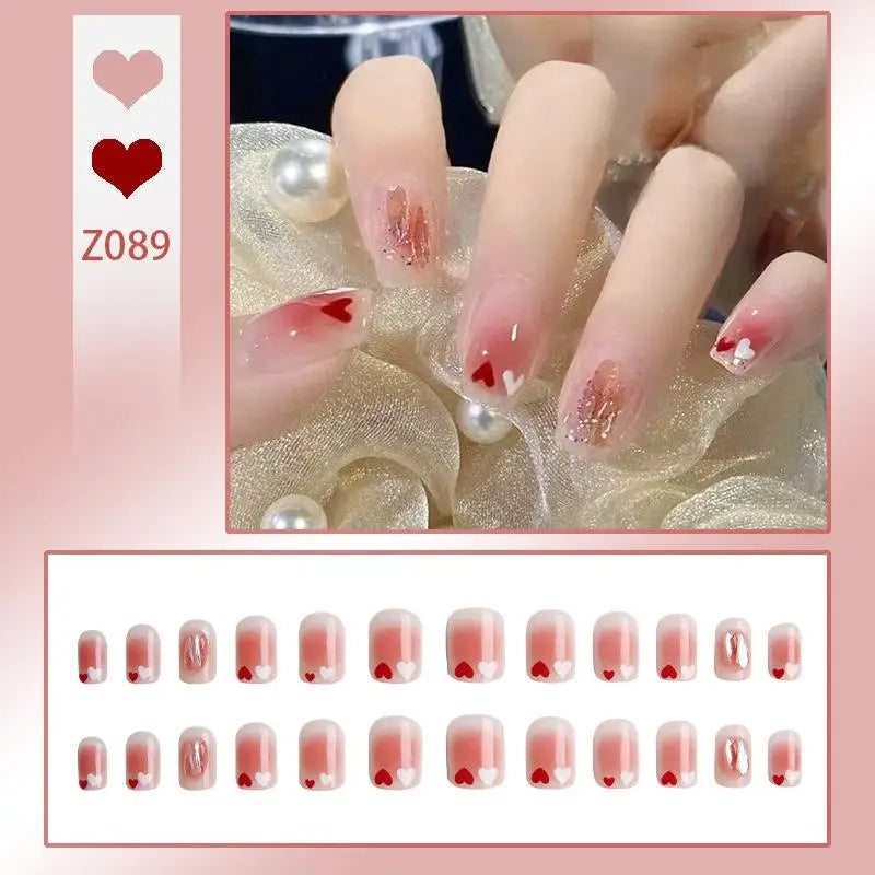 Press-On French Tip Acrylic Nails – 24pc Short Fake Nail Set