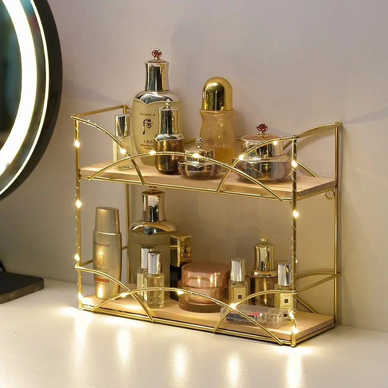 SWANS Iron Makeup Organizer – 2-Tier Desktop Cosmetics Rack Cosmetics Storage Rack SWANS