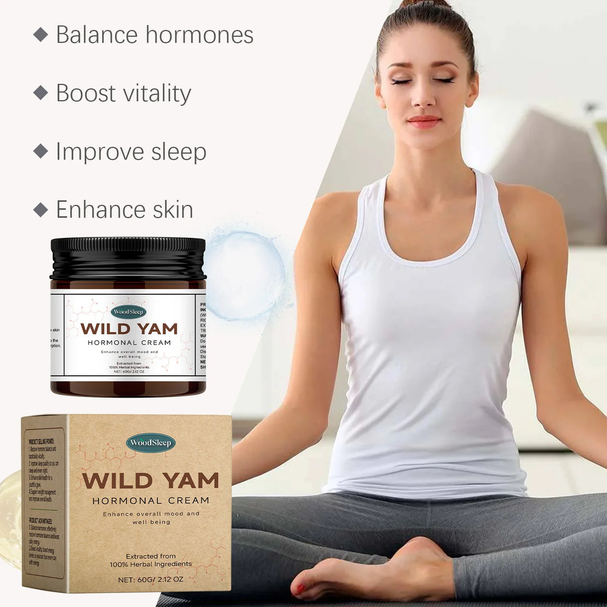 Wild Yam Cream – Hormone Balancing Moisturizer for Women 60g Body Moisturizer Cream SWANS