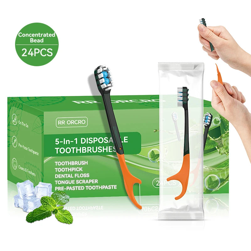 Yunchi Disposable Travel Toothbrush with Burst Bead & Toothpaste Disposable Toothbrush SWANS mouthwash 20pcs
