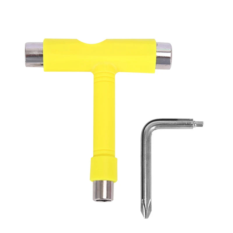 Skateboard T-Tool Multi-Function Wrench, Allen Key & Screwdriver Skateboard Tool SWANS Yellow