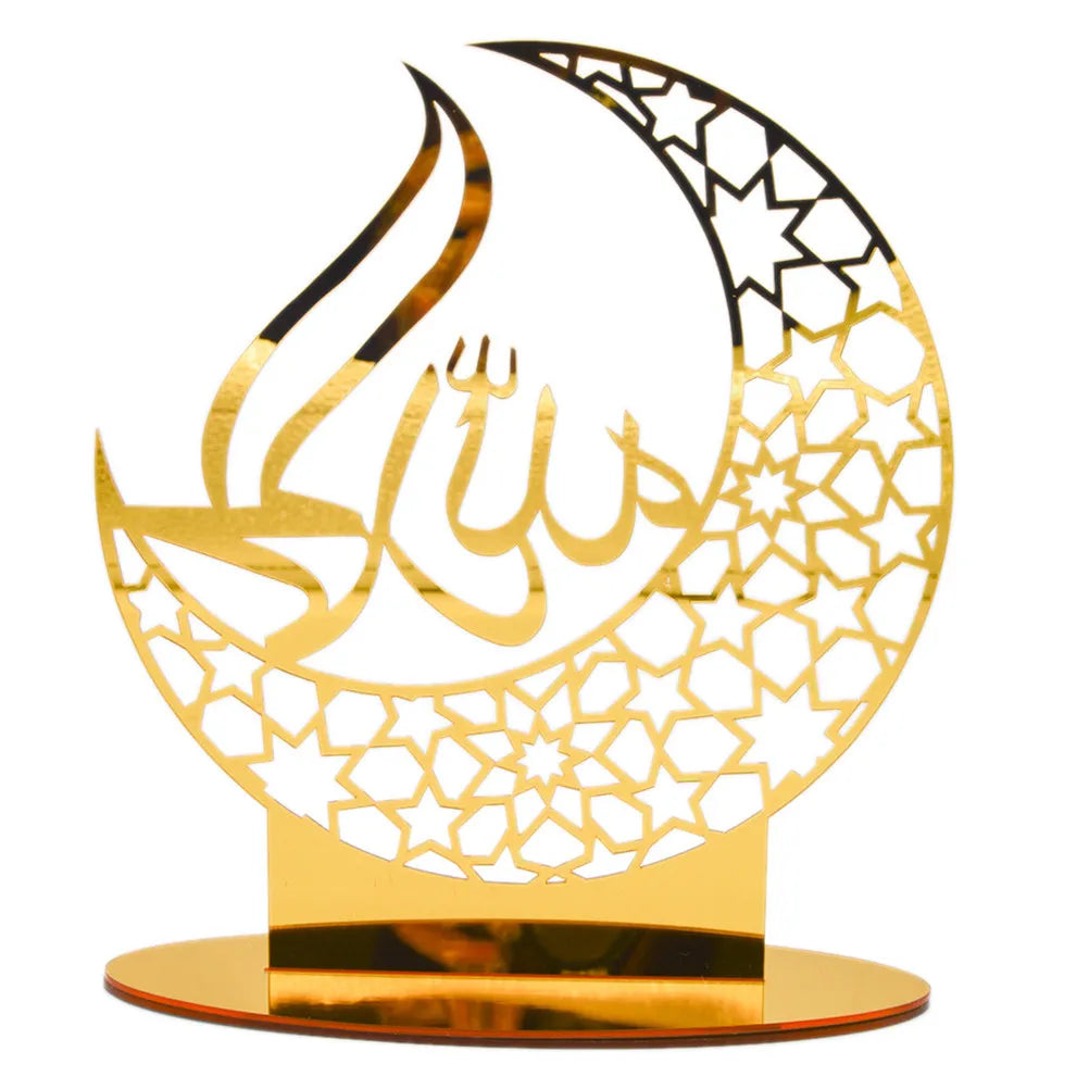 Acrylic Ramadan Eid Mubarak Ornament – Golden Desktop Decor Festival Tabletop Ornament SWANS
