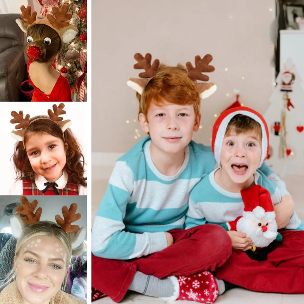 Christmas Reindeer Antlers Headband – Plush Festive Accessory Festive Hair Headband SWANS