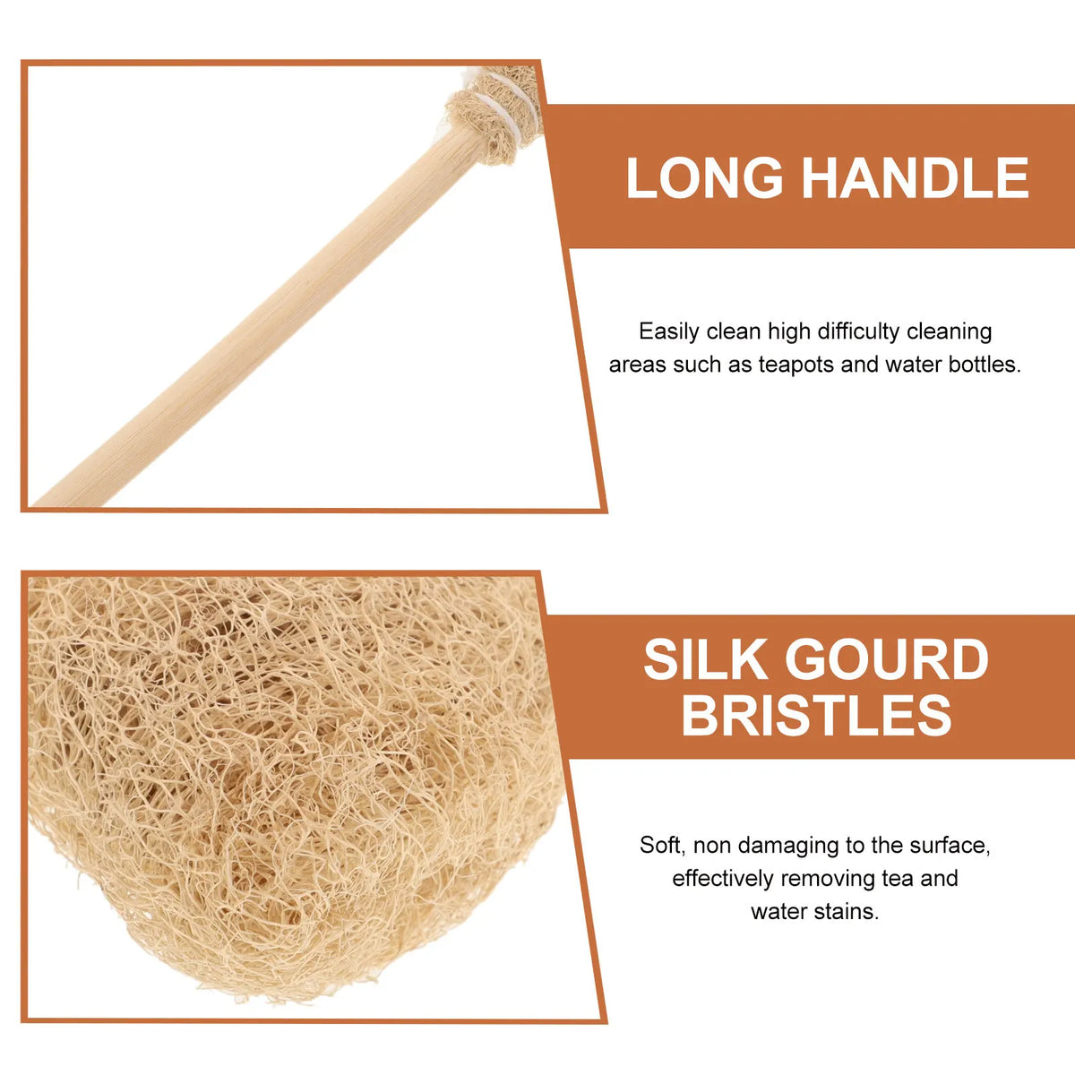 Wood Handle Loofah Brush – Bottle, Cup & Pot Scrubber Kitchen Cleaning Brush SWANS