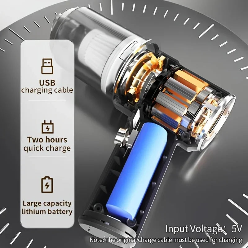 XMSJ Cordless Handheld Car Vacuum – Wet & Dry 120W USB Charge Handheld Vacuum Cleaner SWANS