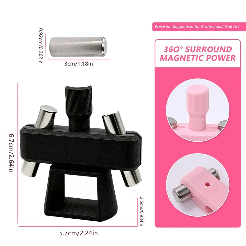 Cat Eye Nail Magnet Tool – Rotatable Glass Bead Effect Nail Art Magnet Tool SWANS Black-With Magnet