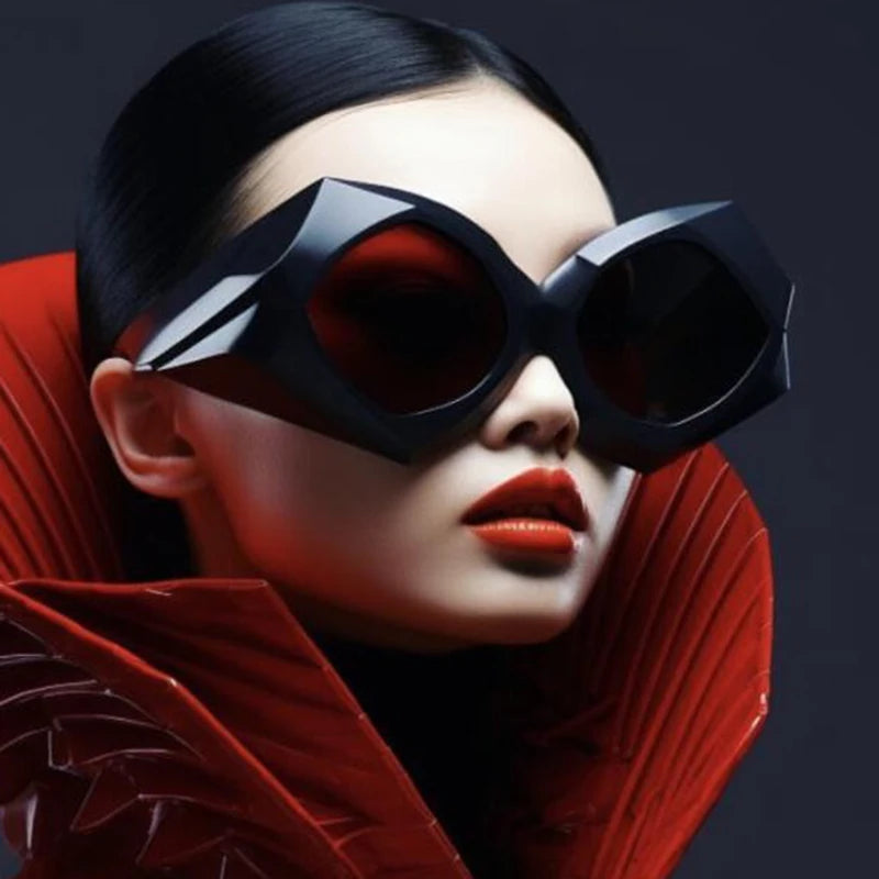 TOYEARN Y2K Oversized Rhombus Sunglasses UV400 Punk Unisex Oversized Sunglasses SWANS