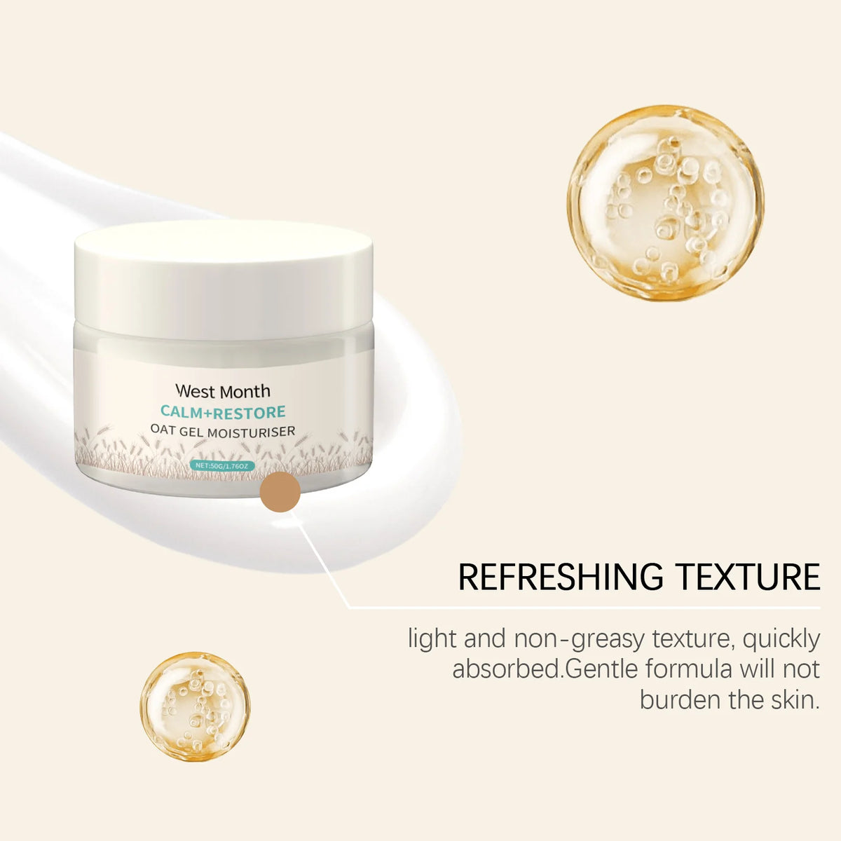 WEST MONTH Oatmeal Brightening Facial Moisturizer Cream 50g Facial Moisturizer Cream SWANS