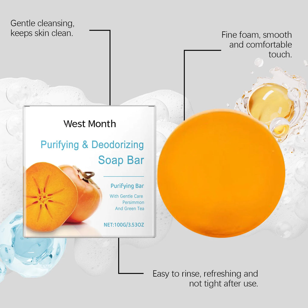 WEST MONTH Persimmon Soap Bar – Cleansing & Deodorizing Handmade Bar Soap SWANS