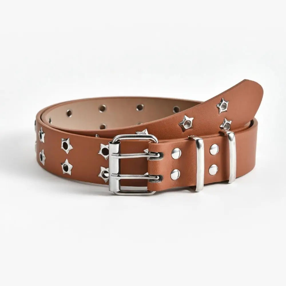 Star Eyelet Rivet Belt – Punk Gothic Unisex PU Leather Rivet Fashion Belt SWANS