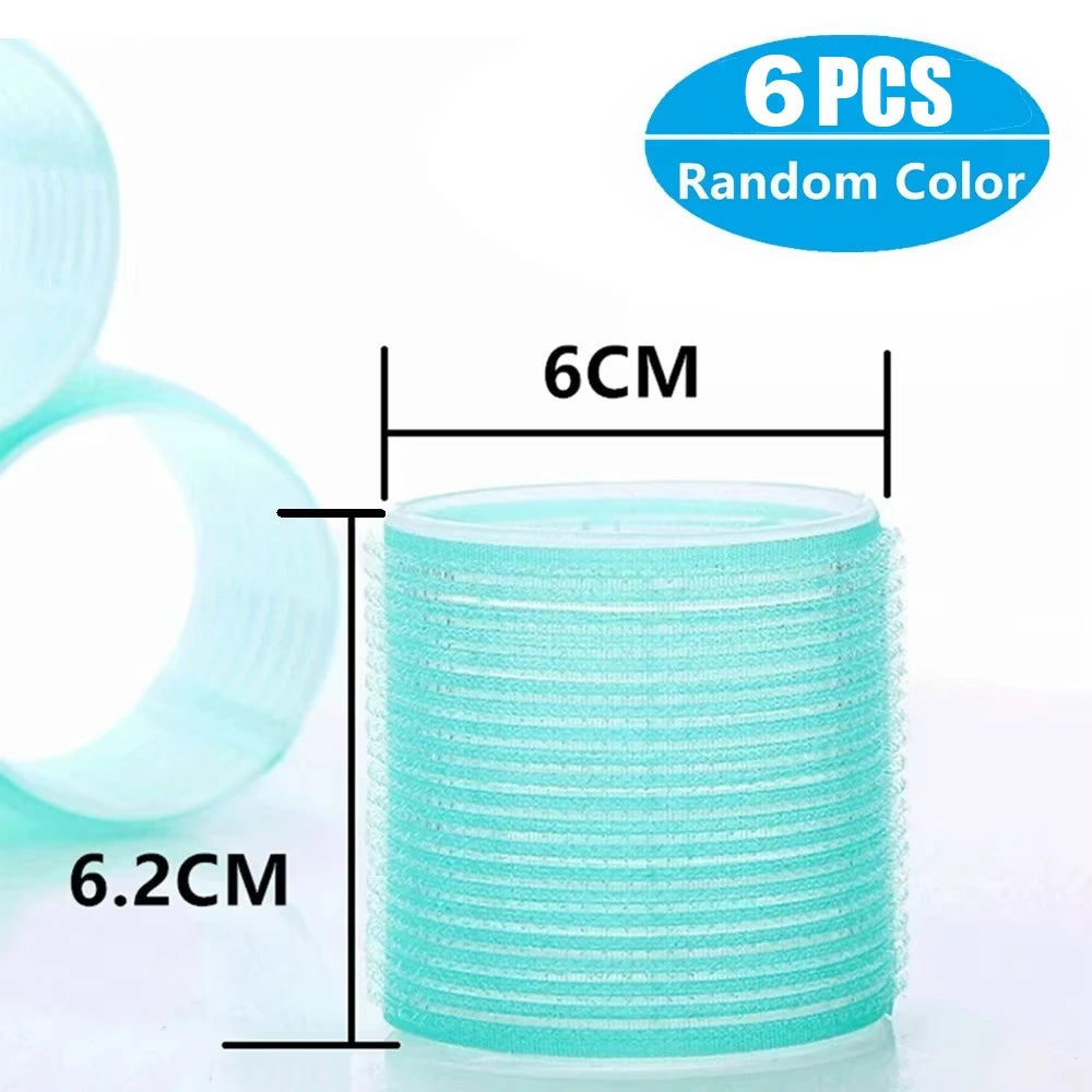 6-Pack Jumbo Self-Grip Heatless Hair Rollers – DIY Curlers Hair Rollers SWANS 60mm random color