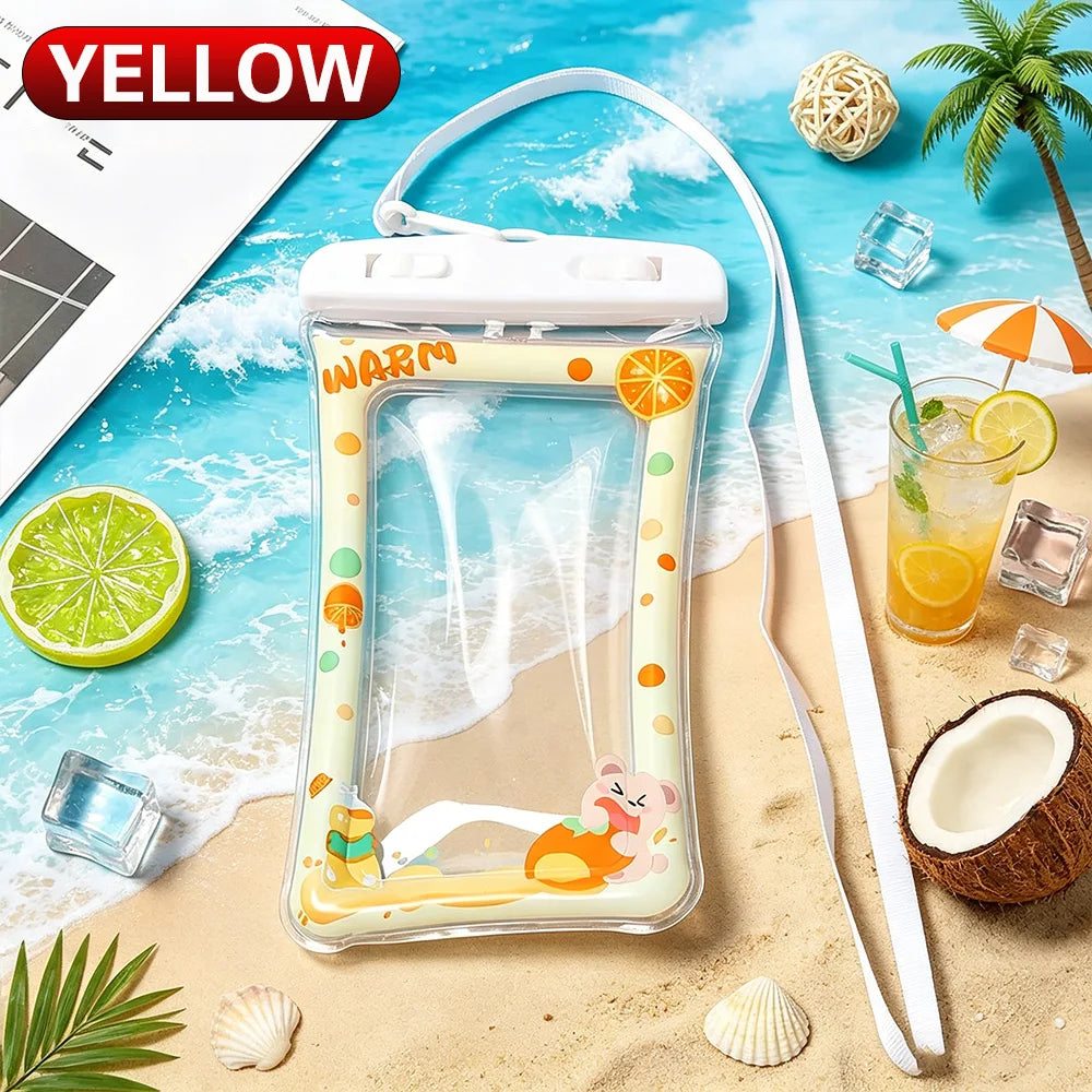 Waterproof Phone Pouch Floating Dry Bag with Lanyard & Touch Screen Waterproof Phone Pouch SWANS YELLOW