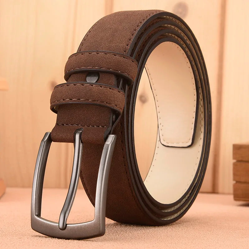 Men's Suede PU Belt – Retro Alloy Buckle | Casual Style Men's Fashion Belt SWANS