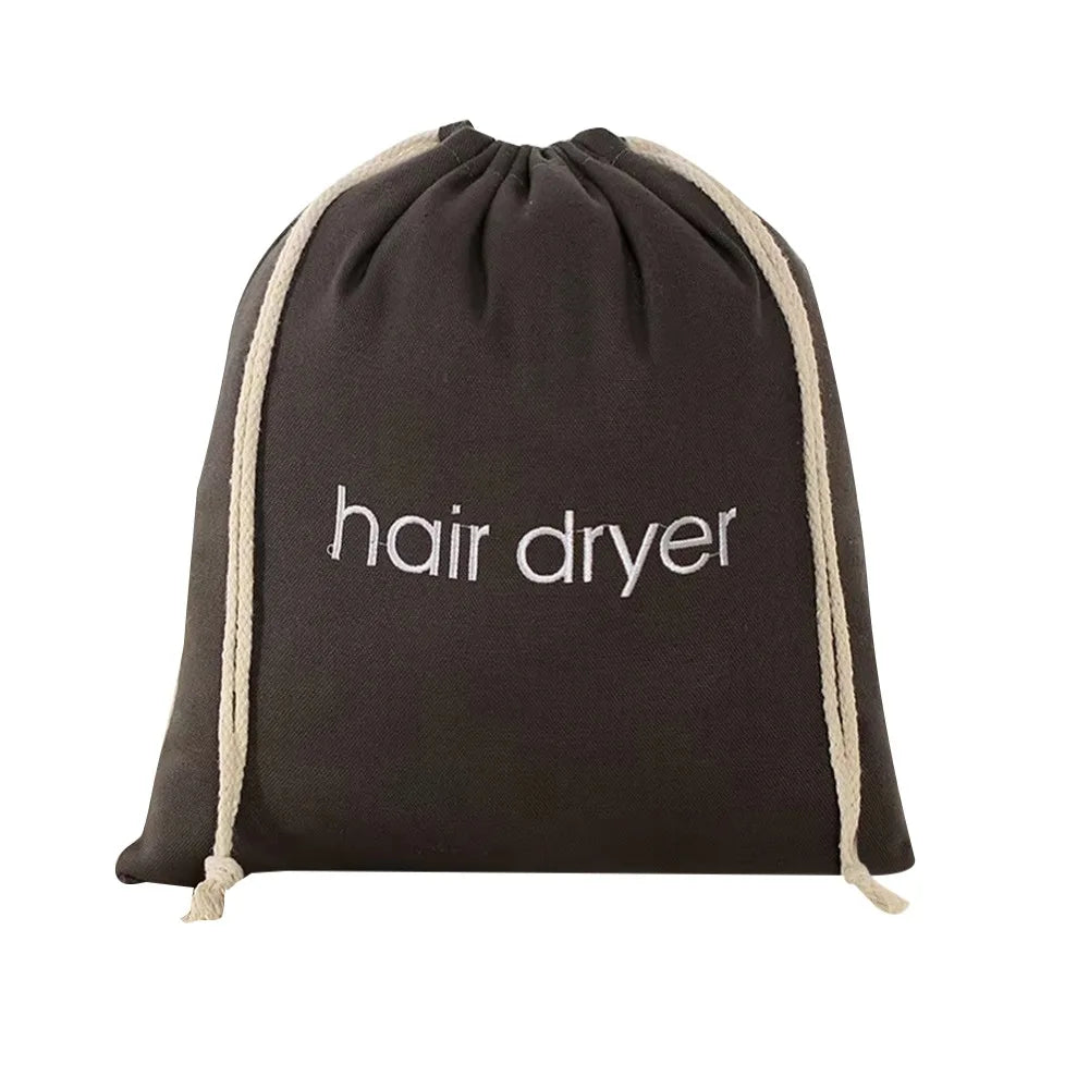 Canvas Hair Dryer Storage Bag – Dustproof Drawstring Organizer Hair Tool Storage Bag SWANS Dark Grey 1pc