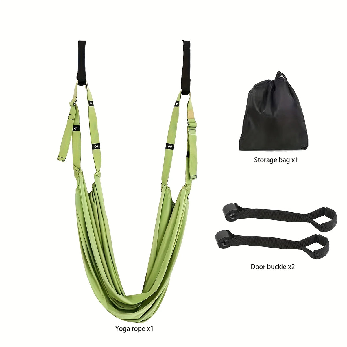 Leg Stretcher Strap & Door Anchor Flexibility Trainer – Yoga Flexibility Stretch Strap SWANS green