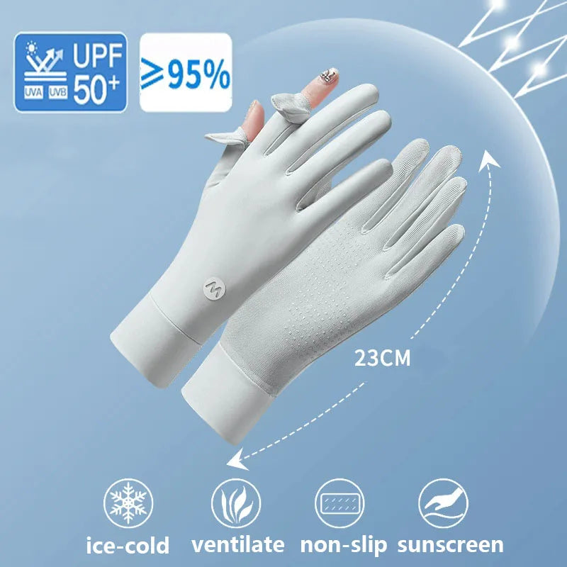 Women UPF50+ UV Sun Gloves Ice Silk Touchscreen Non-Slip UV Sun Protection Gloves SWANS