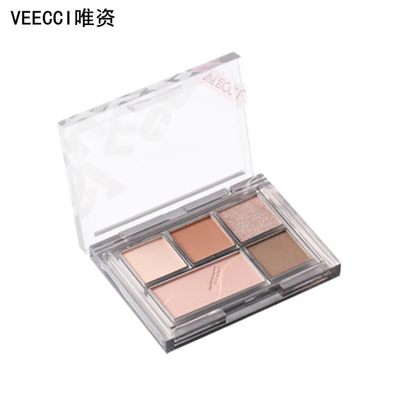 Veecci 5-Shade Eyeshadow Palette – Matte & Shimmer Earth Tones Eyeshadow Palette SWANS