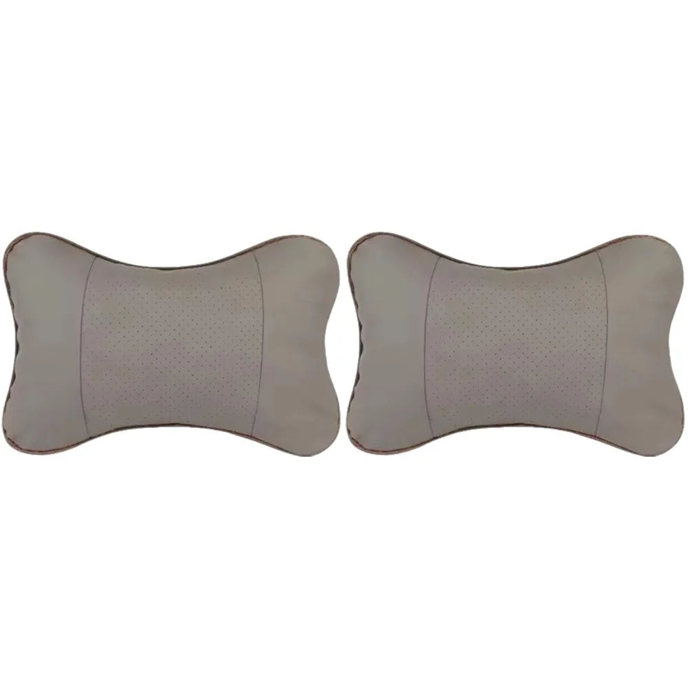 SWANS PU Leather Car Headrest Neck Pillow – Breathable Mesh Car Neck Pillow SWANS 2pcs gray