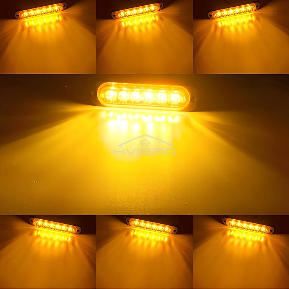 12V-24V 6-LED Strobe Warning Light Bar – 18 Modes Universal LED Strobe Warning Light SWANS