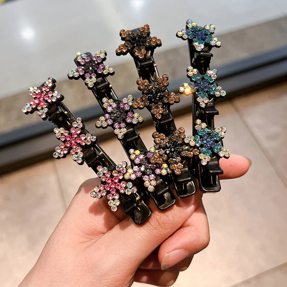 Crystal Rhinestone Braided Hair Clips – Barrettes for Women Hair Clip Barrettes SWANS