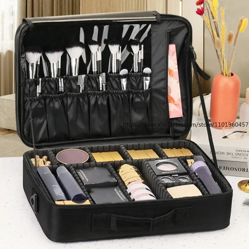 Women Travel Makeup Train Case with Adjustable Dividers Makeup Train Case SWANS