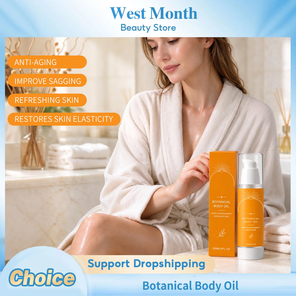 SWANS Botanical Body Oil – Lightweight Moisturizing Oil 120ml Body Massage Oil SWANS
