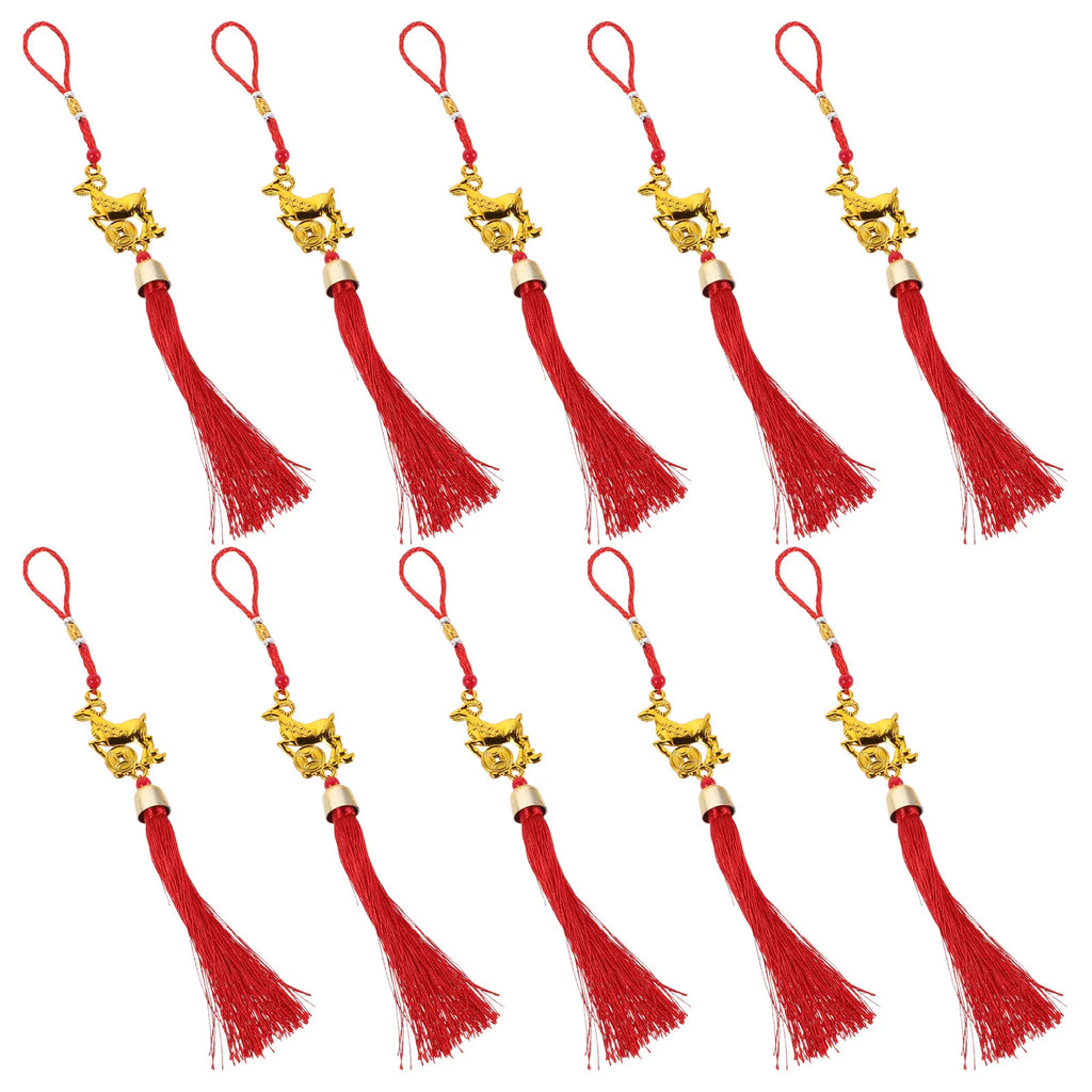 10-Pack Chinese Zodiac Goat Tassel Ornaments – Lunar New Year Holiday Hanging Ornaments SWANS